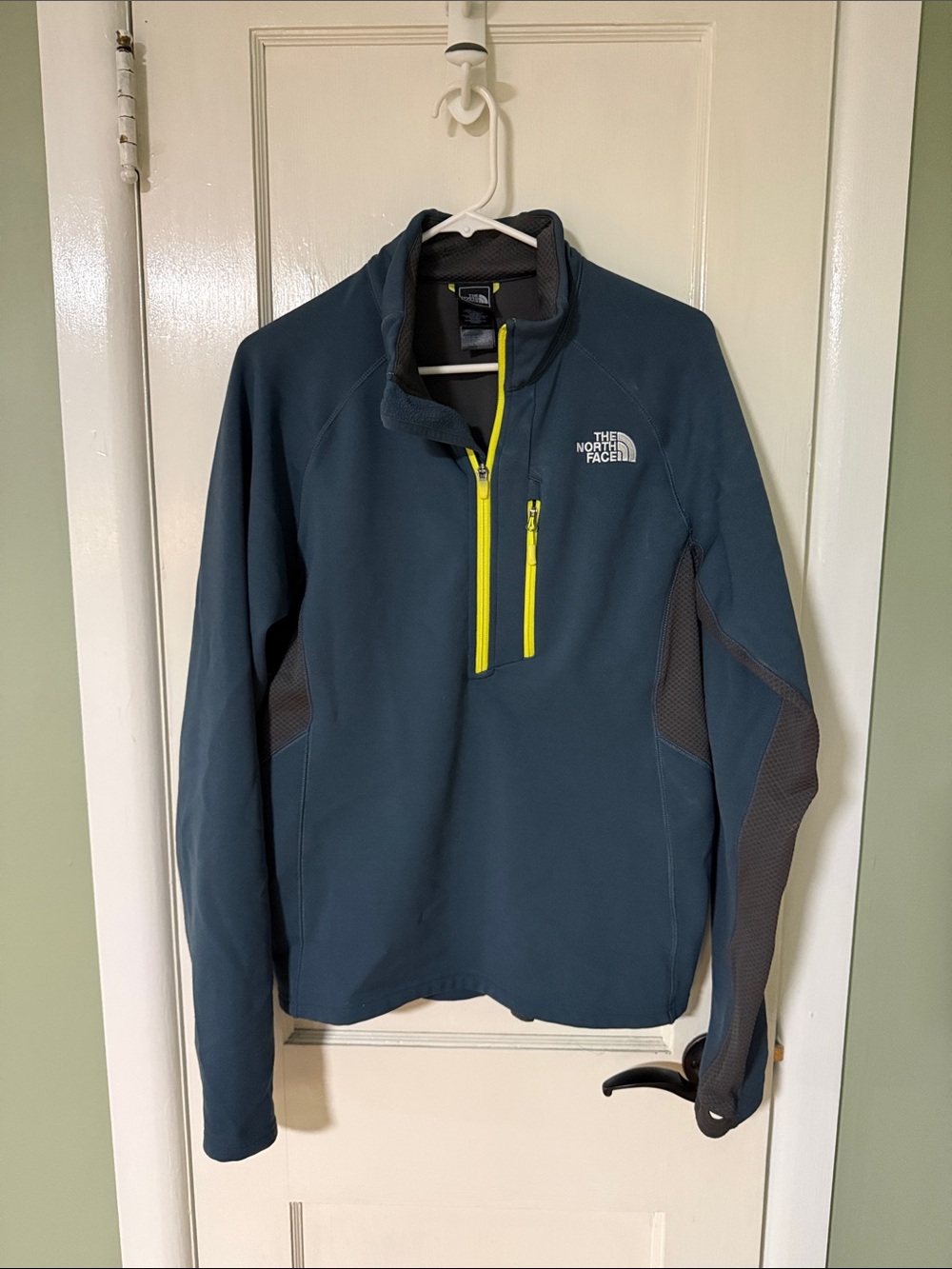 The North Face Men's Teal Performance Quarter-Zip with Neon Yellow Accents